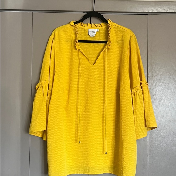 Junarose Yellow Ruffle Sleeve Blouse - Picture 2 of 5